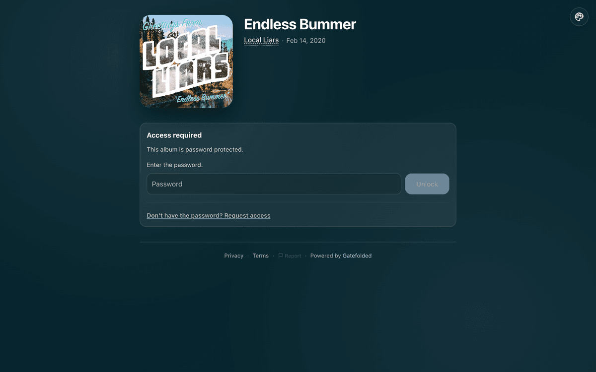 Password-protected album sharing page